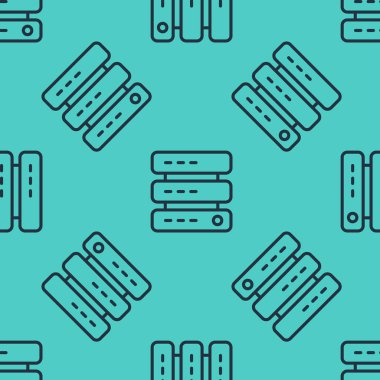 Siyah çizgi sunucusu, Data, Web sunucu simgesi izole edilmiş yeşil arkaplan üzerinde kusursuz desen. Vektör