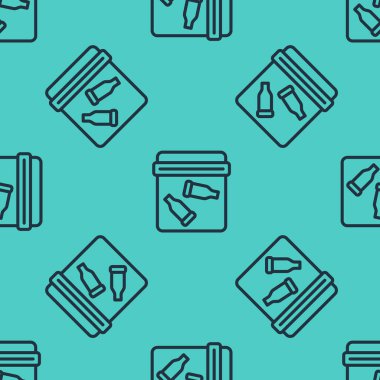 Yeşil arka planda kurşun ikonlu siyah çizgi kanıt torbası izole edilmiş. Vektör.