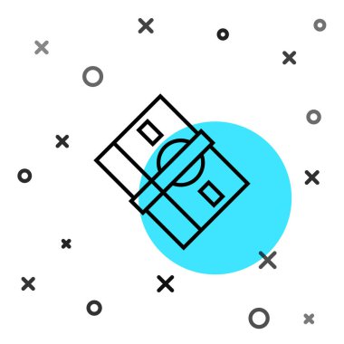 Siyah çizgi kağıt para yığını beyaz arka planda izole nakit ikonu. Para desteleri. Para birimi. Rastgele dinamik şekiller. Vektör.