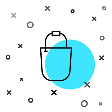 Beyaz arkaplanda siyah çizgi Bucket simgesi izole edildi. Rastgele dinamik şekiller. Vektör.