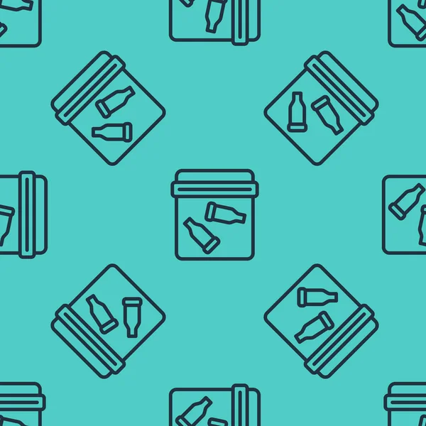 Yeşil arka planda kurşun ikonlu siyah çizgi kanıt torbası izole edilmiş. Vektör.