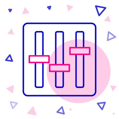 Hat Ses Karıştırıcı simgesi beyaz arkaplanda izole edildi. DJ ekipman kaydırma düğmeleri. Konsol karıştırılıyor. Renkli taslak konsepti. Vektör İllüstrasyonu.