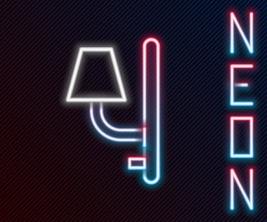Parlayan neon hattı Wall sconce simgesi siyah arkaplanda izole edildi. Duvar lambası ışığı. Renkli taslak konsepti. Vektör İllüstrasyonu.