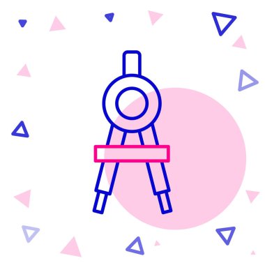 Çizgi Çizme pusula simgesi beyaz arkaplanda izole edildi. Pusula işareti. Çizim ve eğitim araçları. Geometrik alet. Renkli taslak konsepti. Vektör İllüstrasyonu.