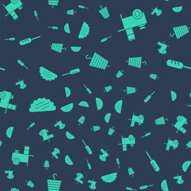 Izgara şiş kebap, Fast Street yemek arabası tortilla ve kızarmış sosisli, dikişsiz. Vektör.