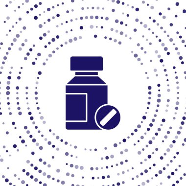 Mavi yatıştırıcı haplar beyaz arka planda izole edilmiş. Soyut çember rastgele noktalar. Vektör.