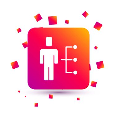 Beyaz takım elbiseli adam simgesi beyaz arka planda izole edildi. İş simgesi kullanıcı profili simgesi simgesi. Erkek kullanıcı işareti. Kare renk düğmesi. Vektör.