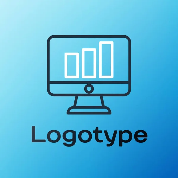 Monitor Computadora Línea Con Icono Gráfico Gráfico Aislado Sobre Fondo — Archivo Imágenes Vectoriales