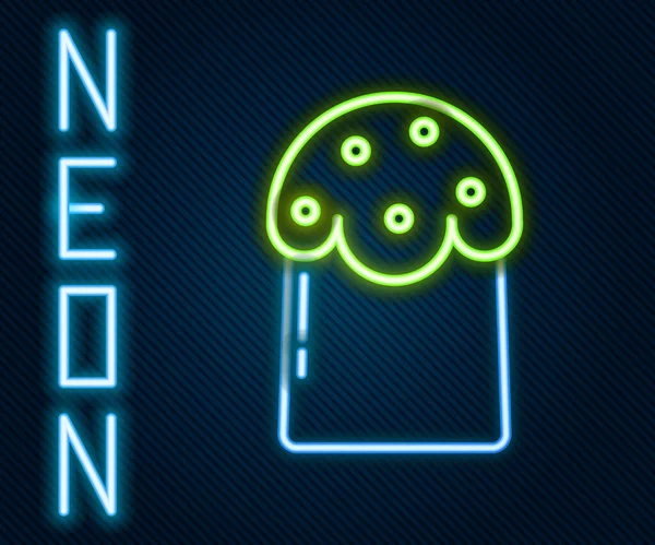 Glödande Neon Linje Påsk Tårta Ikon Isolerad Svart Bakgrund Glad — Stock vektor
