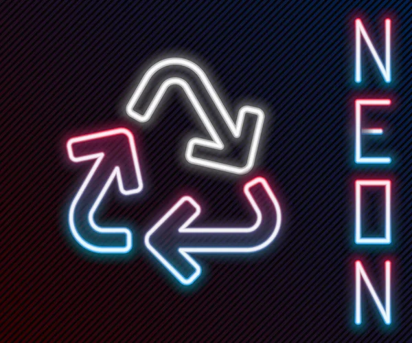 Ragyogó Neon Vonal Újrahasznosítás Szimbólum Ikon Elszigetelt Fekete Alapon Körkörös — Stock Vector