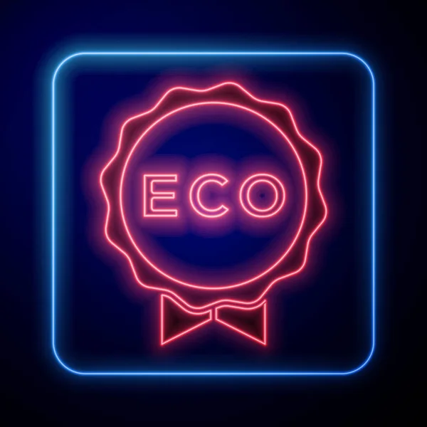 Leuchtendes Neon Banner Etikett Etikett Logo Für Ökologische Grüne Gesunde — Stockvektor