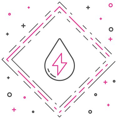 Çizgi Su Enerji ikonu beyaz arkaplanda izole edildi. Su damlacıklarıyla ekoloji kavramı. Alternatif enerji kavramı. Renkli taslak konsepti. Vektör İllüstrasyonu.