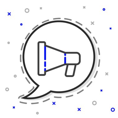 Beyaz arkaplanda Hat Megafonu simgesi izole edildi. Sözcü işareti. Renkli taslak konsepti. Vektör İllüstrasyonu.