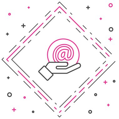 El simgesindeki satır postaları ve e- postalar beyaz arkaplanda izole edildi. Zarf sembolü e-postası. E- posta kodu. Renkli taslak konsepti. Vektör İllüstrasyonu.