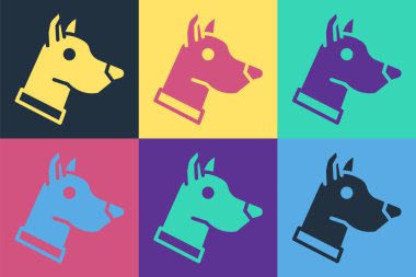 Pop Art Dog baş simgesi renk arkaplanında izole edildi. Vektör.