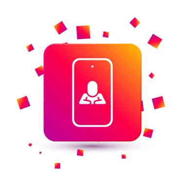 White Online psikolojik danışmanlık mesafesi ikonu beyaz arka planda izole edildi. Psikoterapi, psikolojik yardım, online psikiyatrist danışmanlığı. Kare renk düğmesi. Vektör.