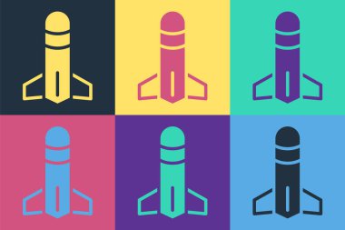 Pop Art Rocket simgesi renk arkaplanında izole edildi. Vektör.