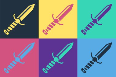 Pop Art Askeri Bıçak ikonu renk arkaplanında izole edilmiş. Vektör.