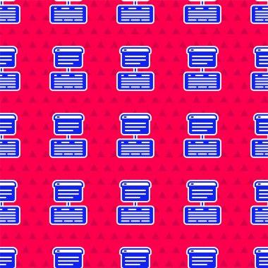 Mavi Sunucu, Data, Web Sunucu simgesi kırmızı arkaplanda izole edilmiş. Vektör
