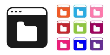 Siyah Tarayıcı dosya simgesi beyaz arkaplanda izole edildi. Simgeleri renklendirin. Vektör