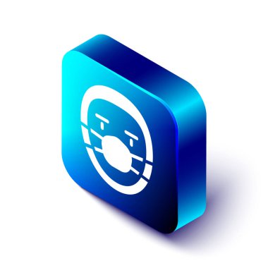 Isometric Doktor Patolog ikonu beyaz arka planda izole edildi. Mavi kare düğme. Vektör.