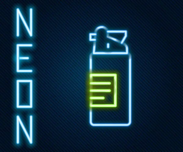 Gloeiende Neon Lijn Wapens Olie Fles Pictogram Geïsoleerd Zwarte Achtergrond — Stockvector