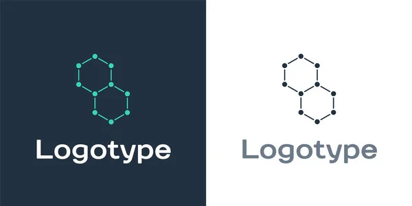 Logotyp Kemisk Formel Ikon Isolerad Vit Bakgrund Abstrakt Hexagon För — Stock vektor