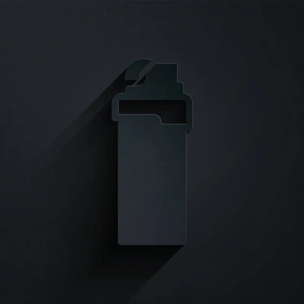 Papier Découpé Icône Briquet Isolé Sur Fond Noir Style Art — Image vectorielle