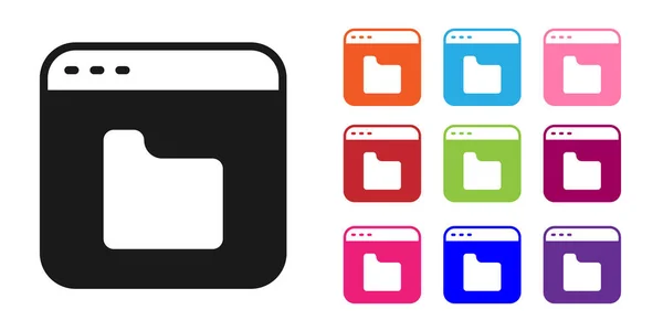 Schwarzes Browser Dateisymbol Isoliert Auf Weißem Hintergrund Setzen Sie Symbole — Stockvektor