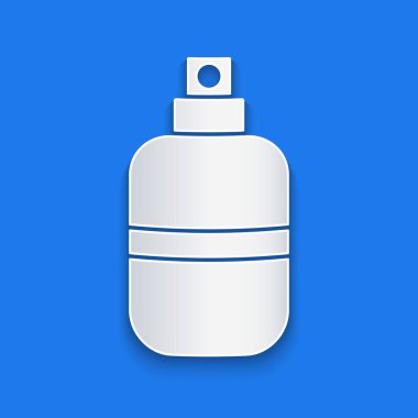 Kağıt kesiği parfüm ikonu mavi arkaplanda izole edilmiş. Kağıt sanatı tarzı. Vektör.