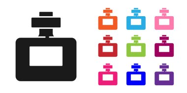 Beyaz arkaplanda siyah parfüm ikonu izole edildi. Simgeleri renklendirin. Vektör.