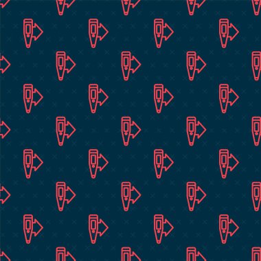 Tıbbi inceleme ikonu için kırmızı çizgi dijital termometresi siyah arkaplanda izole edilmiş kusursuz desen. Vektör.