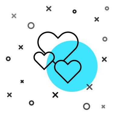 Siyah çizgi kalp simgesi beyaz arkaplanda izole edildi. Romantik sembol, bağlanma, tutku ve düğün. Sevgililer Günü sembolü. Rastgele dinamik şekiller. Vektör.