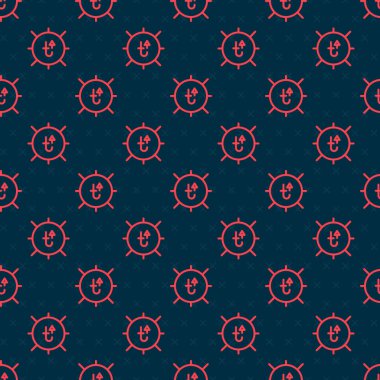 Kırmızı çizgi Sun simgesi siyah arkaplanda izole edilmiş. Yaz sembolü. Güneşli bir gün. Vektör.