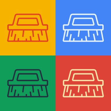 Temizlik simgesi için Pop Sanat Hattı Fırçası renk arkaplanında izole edildi. Vektör.