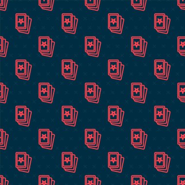 Kırmızı çizgi 3 tarot kartı simgesi siyah arkaplanda izole edilmiş. Sihirli tarot kartları seti. Vektör.