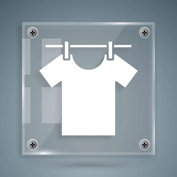 Icono Ropa Secado Blanco Aislado Sobre Fondo Gris Camisa Limpia — Vector de stock