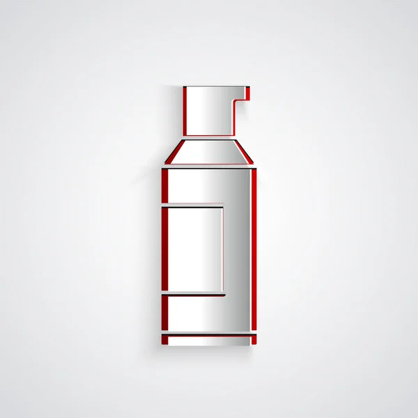 Pappersklipp Spray Kan För Hårspray Deodorant Antiperspirant Ikon Isolerad Grå — Stock vektor
