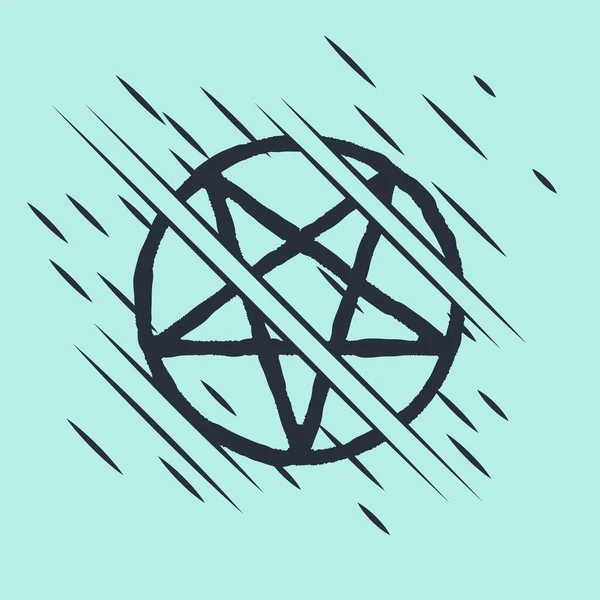 Zwart Pentagram Een Cirkel Pictogram Geïsoleerd Groene Achtergrond Magisch Occult — Stockvector