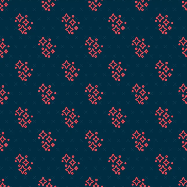 Sihirli simli simli kırmızı çizgi yıldızları siyah arkaplanda izole edilmiş kusursuz desen. Sihirli noel süsü. Vektör.