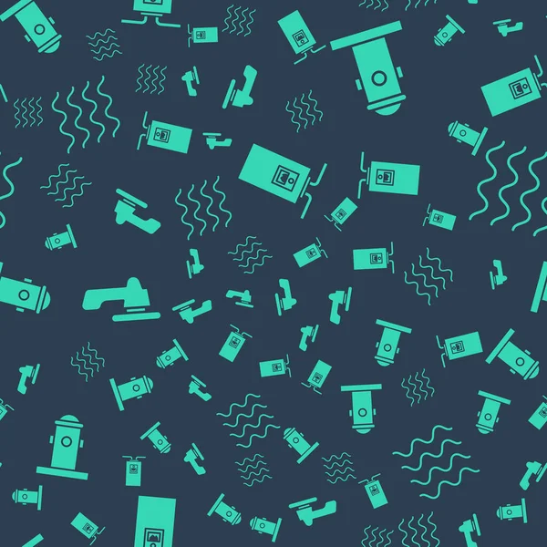 Gaz kazanını yanan bir ateşle, yangın musluğunu, su musluğunu ve dalgayı pürüzsüz bir şablonla ayarla. Vektör.