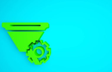 Yeşil Filtre ayarı simgesi mavi arkaplanda izole edildi. Minimalizm kavramı. 3d illüstrasyon 3B canlandırma.