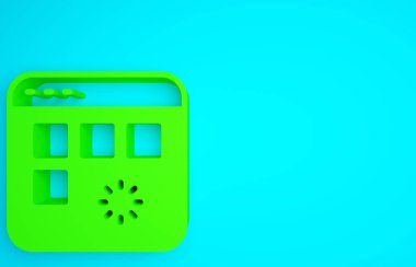 Mavi arkaplanda bir işlem çubuğu simgesi bulunan bir veri penceresi yükleniyor. Minimalizm kavramı. 3d illüstrasyon 3B canlandırma.