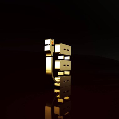 Kahverengi arkaplanda altın sunucu simgesi izole edildi. Uygulama, servis konsepti, ayar seçenekleri, bakım, onarım, onarım. Minimalizm kavramı. 3d illüstrasyon 3B canlandırma.