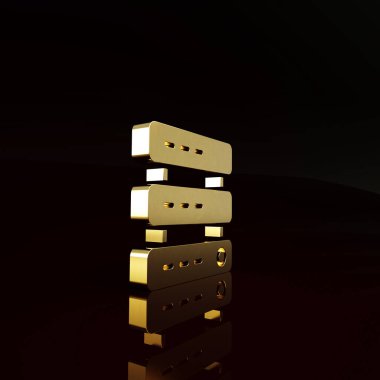 Gold Server, Data, Web sunucu simgesi kahverengi arkaplanda izole edildi. Minimalizm kavramı. 3d illüstrasyon 3B canlandırma.