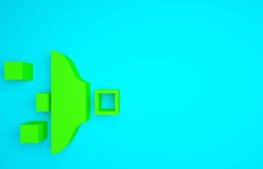 Yeşil Filtre ayarı simgesi mavi arkaplanda izole edildi. Minimalizm kavramı. 3d illüstrasyon 3B canlandırma.