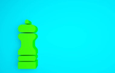 Yeşil Biber simgesi mavi arkaplanda izole edildi. Yemek pişirme baharatları. Minimalizm kavramı. 3d illüstrasyon 3B canlandırma.