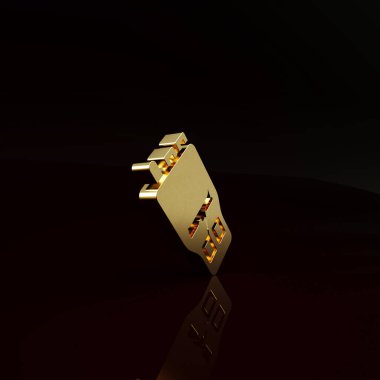 Kahverengi arka planda izole edilmiş altın telsiz ikonu. Taşınabilir radyo vericisi simgesi. Radyo alıcı-vericisi işareti. Minimalizm kavramı. 3d illüstrasyon 3B canlandırma.