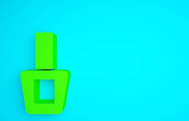 Yeşil tırnak cilası ikonu mavi arka planda izole edilmiş. Minimalizm kavramı. 3d illüstrasyon 3B canlandırma.