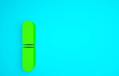 Mavi arkaplanda yeşil tırnak dosya simgesi izole edildi. Manikür aleti. Minimalizm kavramı. 3d illüstrasyon 3B canlandırma.